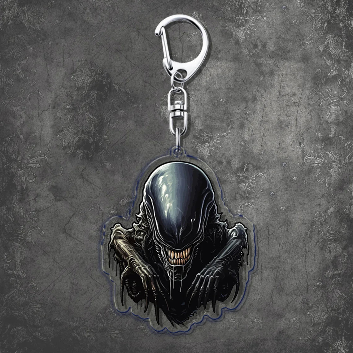 Horror Scary Classic Movie Keychain Key Chain Ring for Bag Xenomorph Sci Fi Keyring Jewelry Gamer Fans Gaming Gift