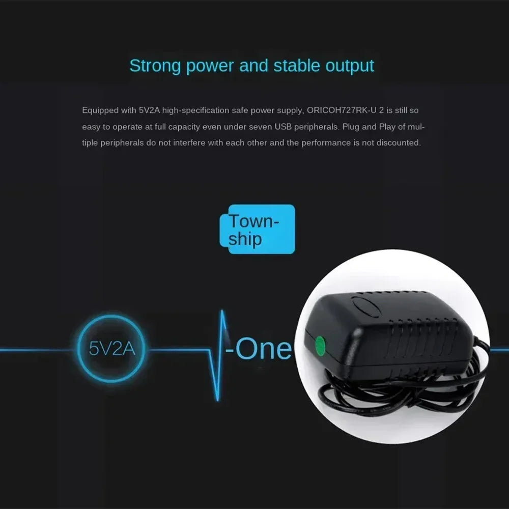 ORICO USB HUB Splitter 7-port USB 2.0 HUB Hub OTG Adaptador with External Power Supply Suitable for Desktop PC Laptop Computers