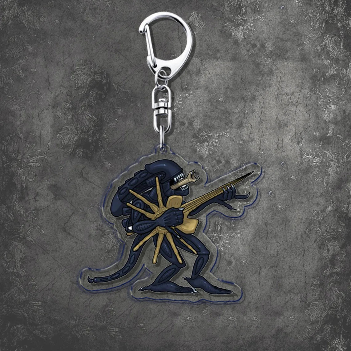 Horror Scary Classic Movie Keychain Key Chain Ring for Bag Xenomorph Sci Fi Keyring Jewelry Gamer Fans Gaming Gift