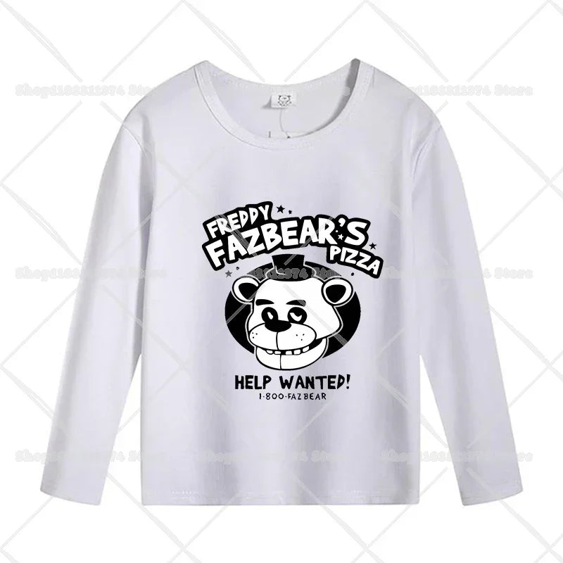 Five Nights At Freddys Long Sleeves Kids T-shirts Anime FNAF Tee Tops Cotton Fashion Children Clothes Undershirt Birthday Gift