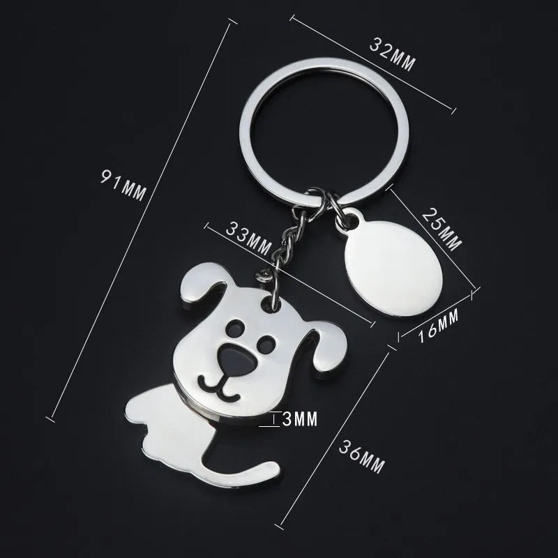 Fashion Cute Pet Cat And Dog Keychain Creative Backpack Car Metal Key Chain Pet Shop Promotional Gift