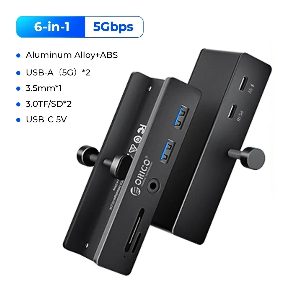 ORICO USB 3.2 HUB with Power Super High Speed Expansion 10GBPS Transmission Suitable Support SD/TF Card for Laptop Accessories