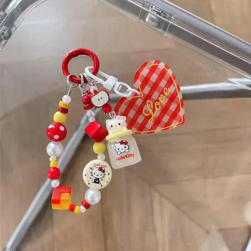 Kawaii Keychain Cute KT Cat Keyring School Bag Pendant Backpack Hanging Decoration Lovely Gifts