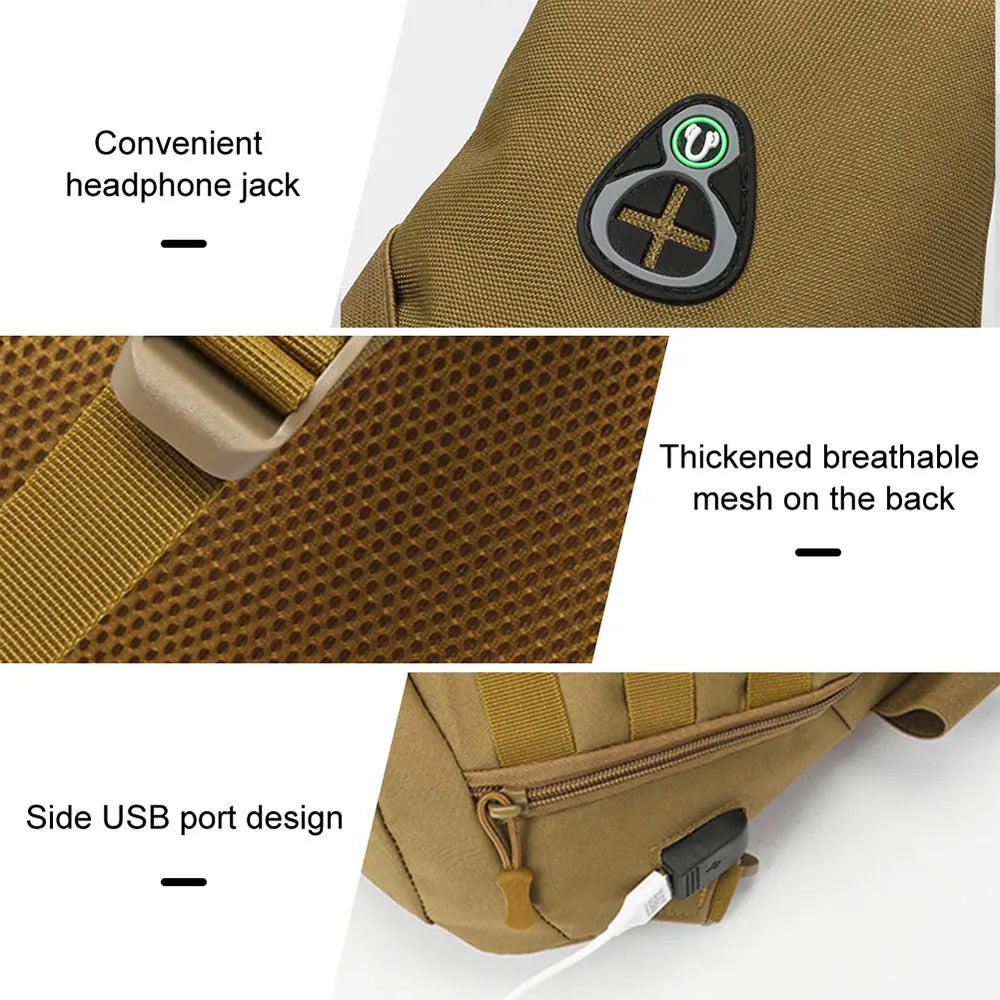 Tactical Chest Bag Outdoor Backpack Crossbody Sling Shoulder Bag Rucksack for Outdoor Hunting Camping Hiking