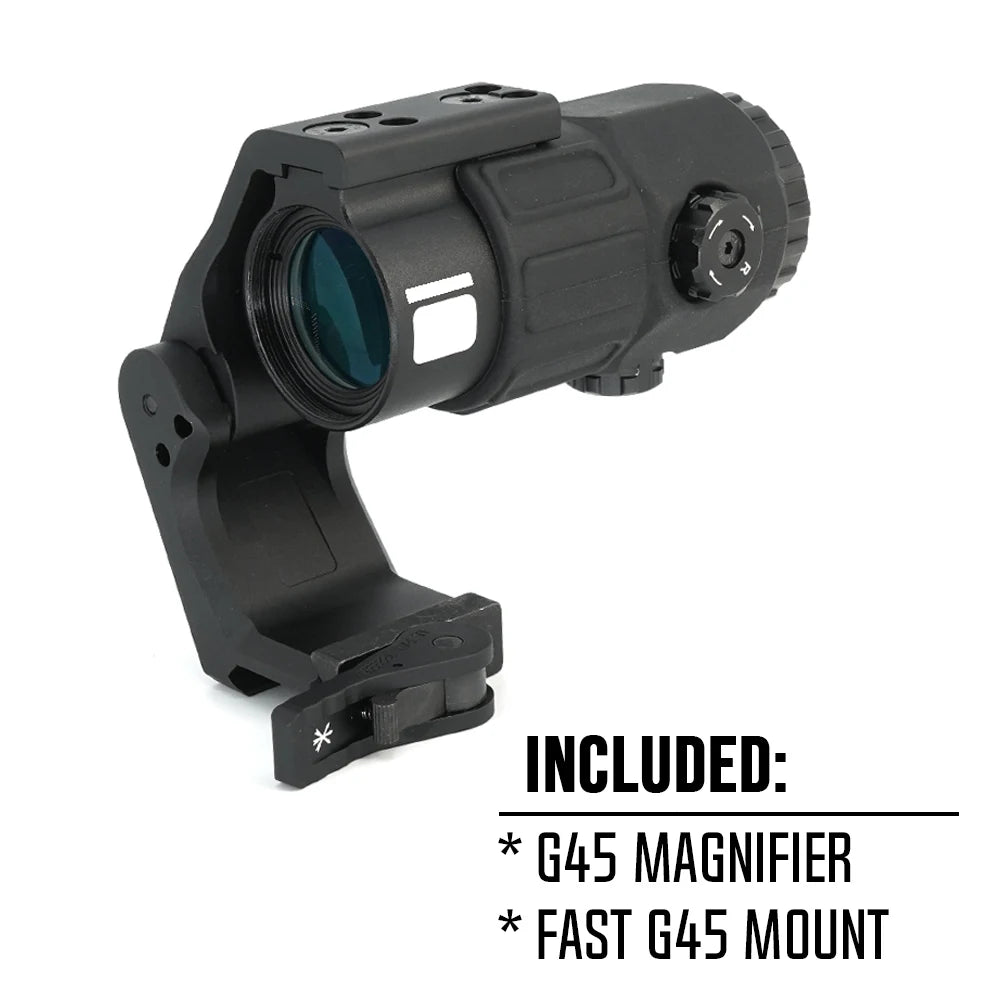 Tactical G45 5X Magnifier Scope With FAST FTC Mount Combo For Airsoft with US Flag Original Markings Black And FDE Colors
