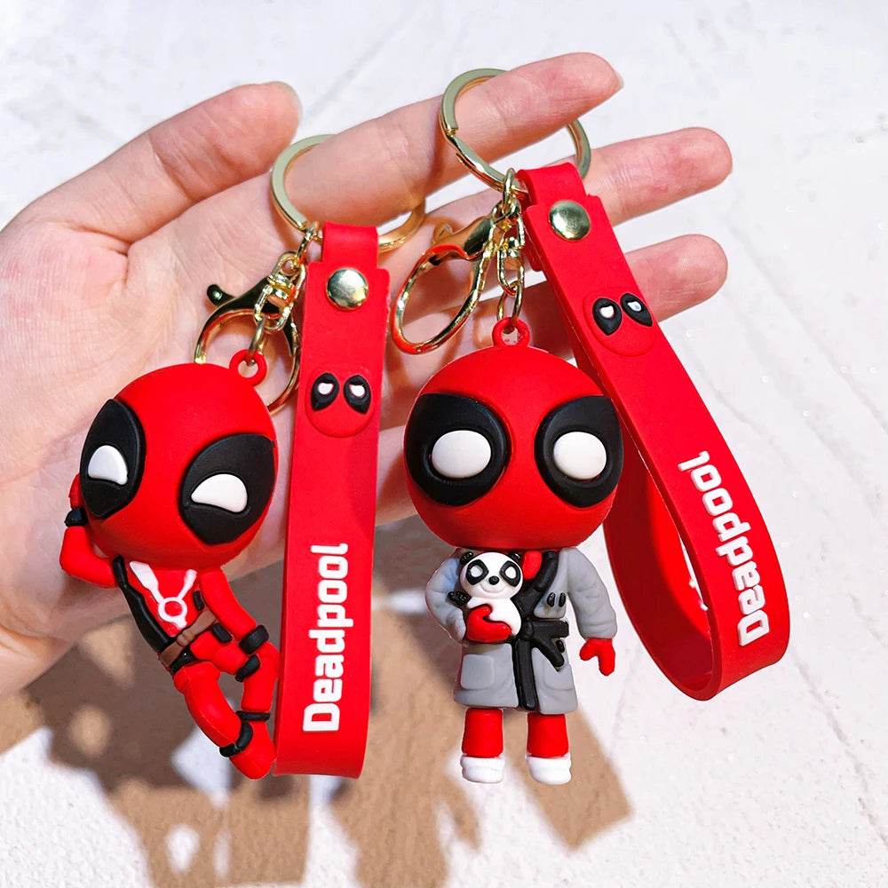 Marvel Deadpool Keychain - Funny Q Version Keyring, Cute Anti-Hero Backpack Charm for Fans & Couples (Gift Idea)