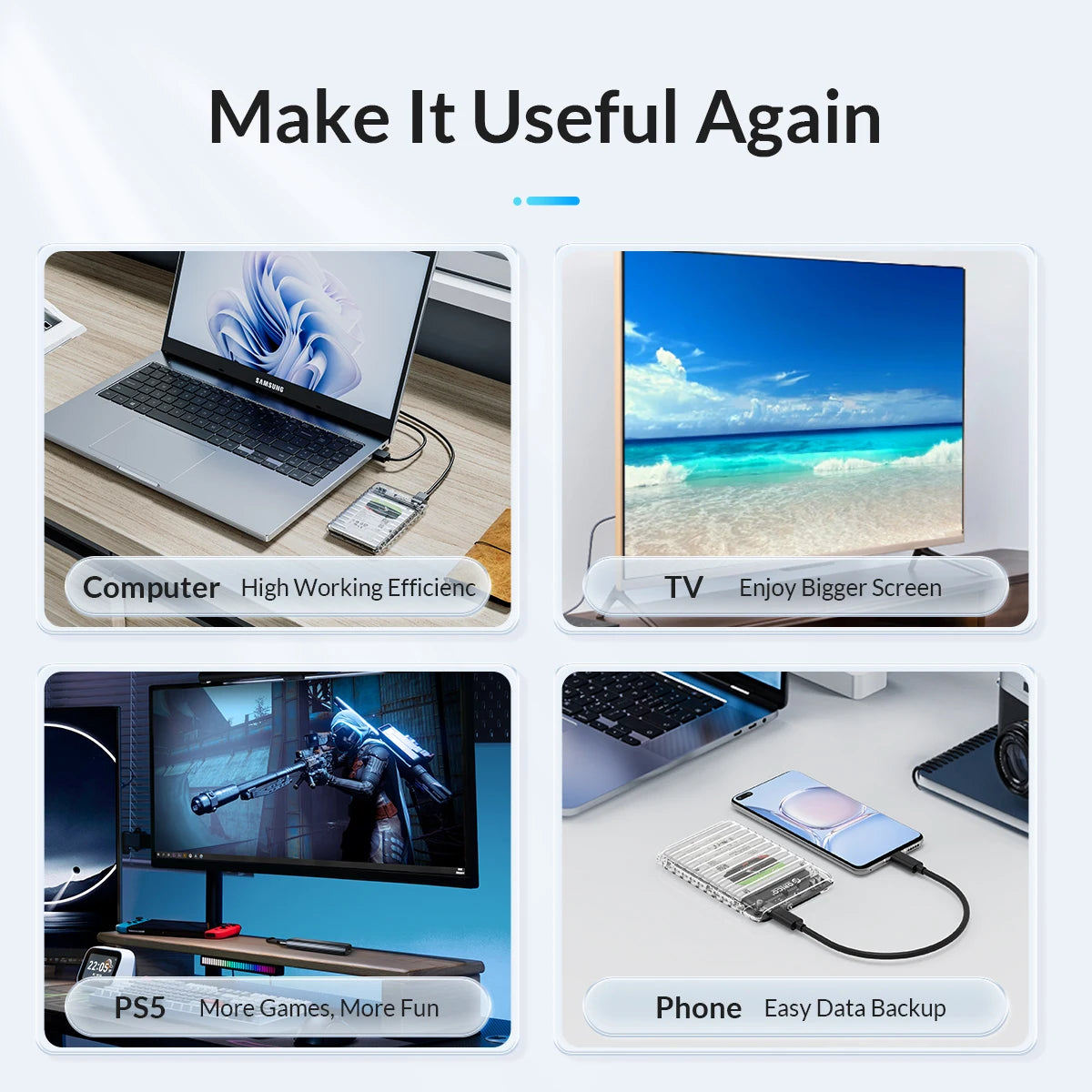 ORICO 2.5'' Transparent HDD Case SATA to USB 3.1 Gen2 10Gbps External Hard Drive Case HDD Enclosure SSD Disk Case Support UASP