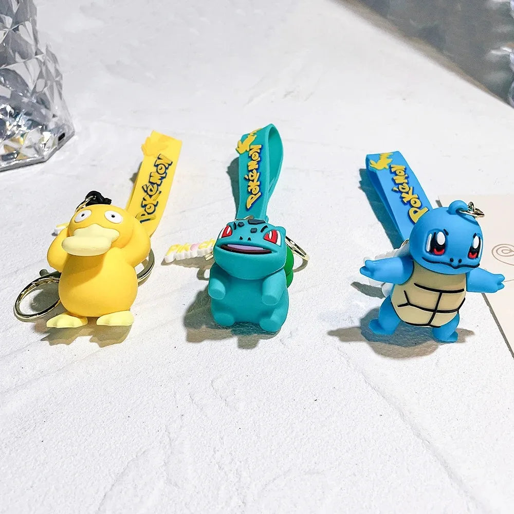 New Pokemon Pikachu Keychain Anime Cartoon Key--Chain Charmander Psyduck Fashion Keyring Pendant Accessories Toys--Kids Gifts