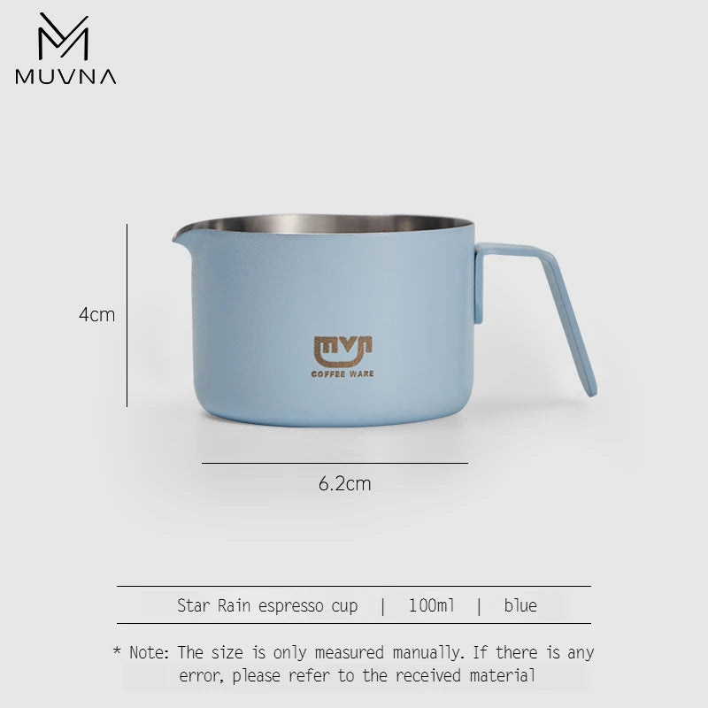 MUVNA Espresso Mug - Star Rain, 100ml Stainless Steel Coffee cup with Scale, Coffee Mugs with Handle, Colourful, Black & White