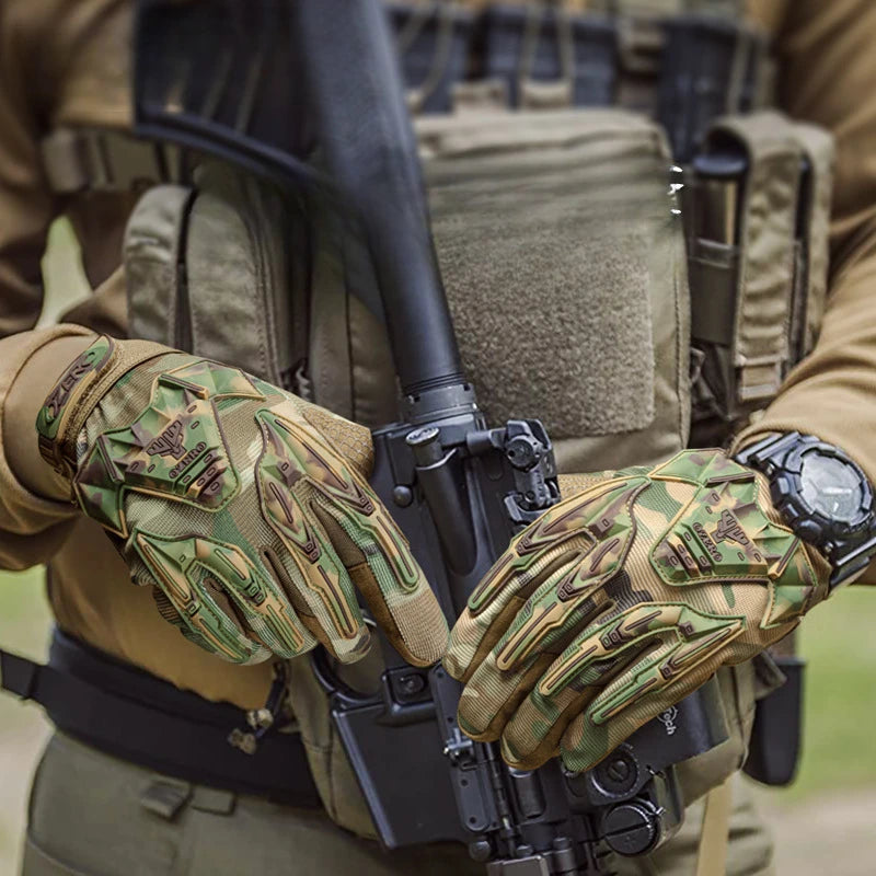 Tactical Gloves All Refers To Camouflage Thickened Stick-resistant Silicone Anti-collision Anti-slip Outdoor Riding Combat