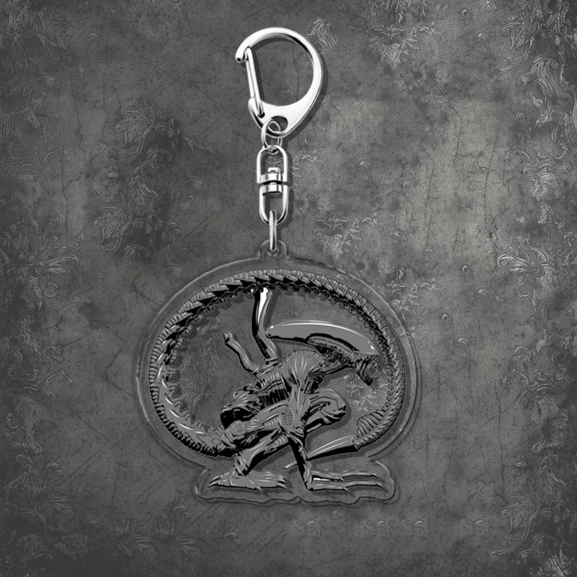 Horror Scary Classic Movie Keychain Key Chain Ring for Bag Xenomorph Sci Fi Keyring Jewelry Gamer Fans Gaming Gift