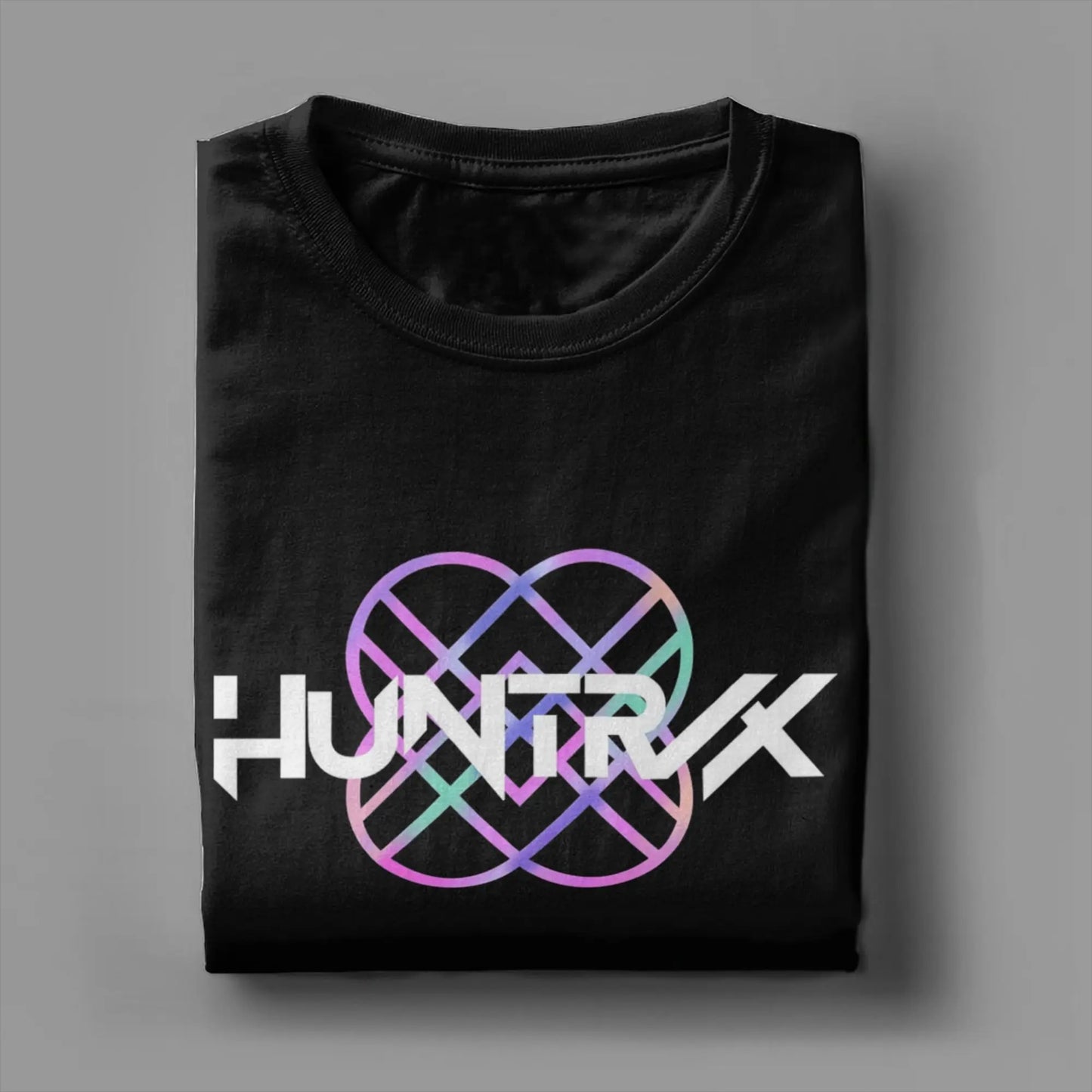 HUNTRX HUNTRIX Logo KPop Demon Hunters Men's T Shirt  Fashion Tees Short Sleeve Crewneck T-Shirts 100% Cotton Big Size Clothing