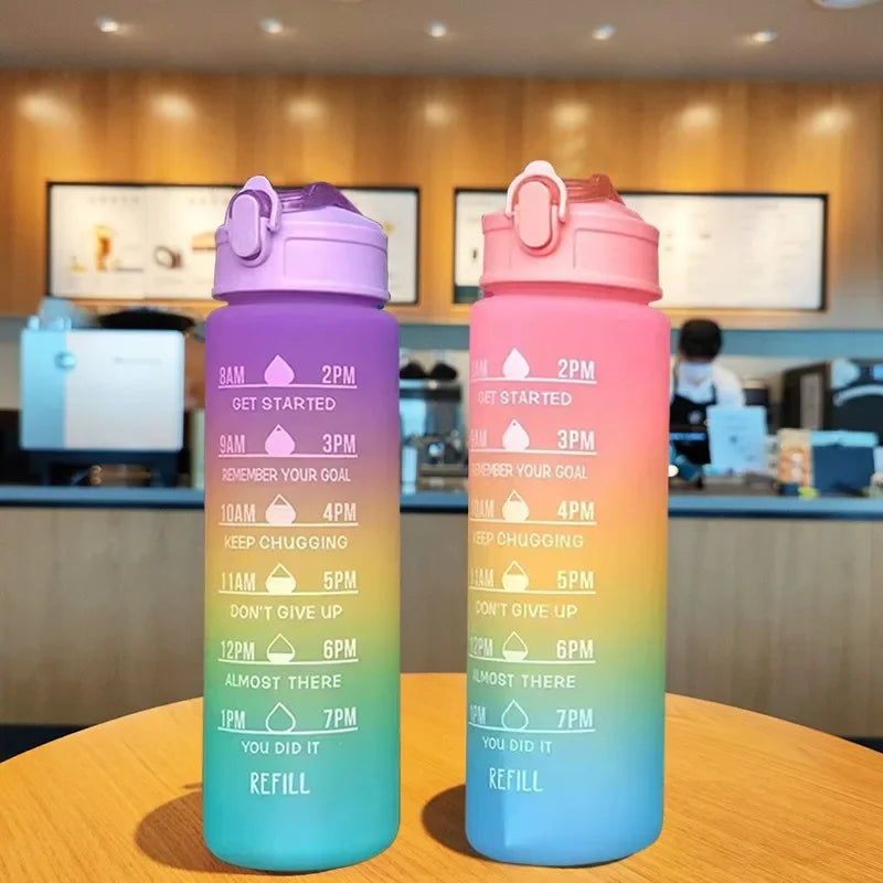 Portable Water Bottle Motivational Sports Water bottle with Time Marker Leak-proof Cup for Outdoor Sport Fitness BPA Free