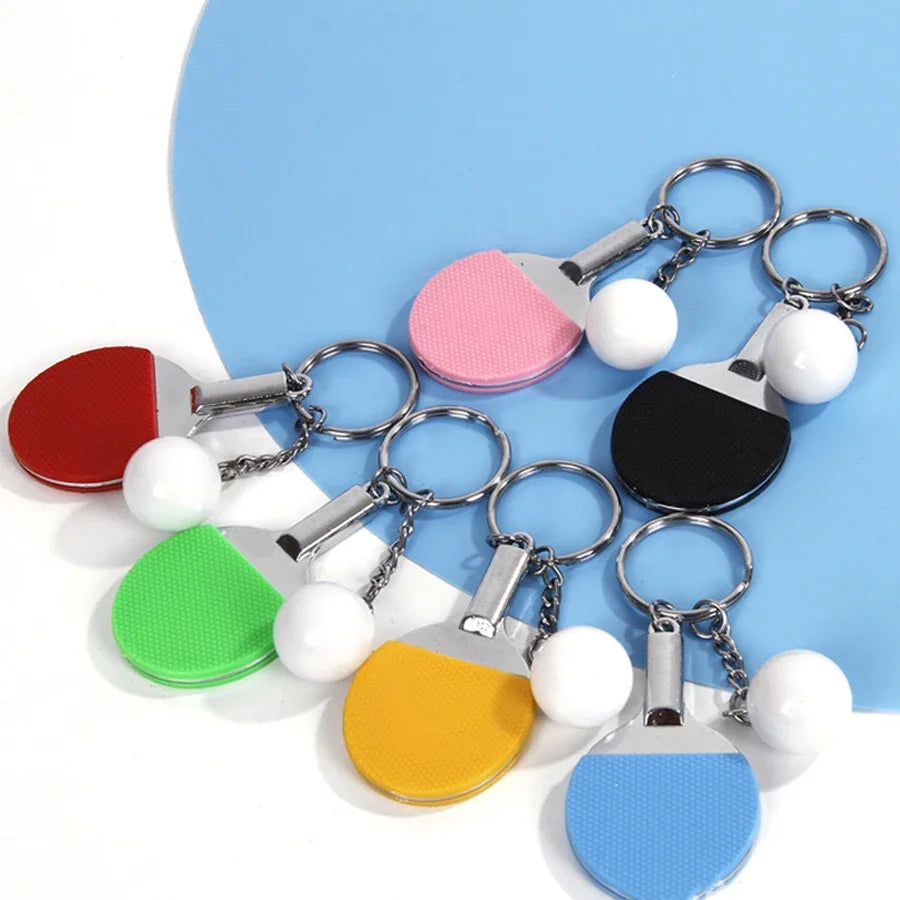 Fashion Simulation Table Tennis Keychain PVC Creative Mini Ping Pong Key Ring Backpack Pendant Car Accessories Sports Club Gift