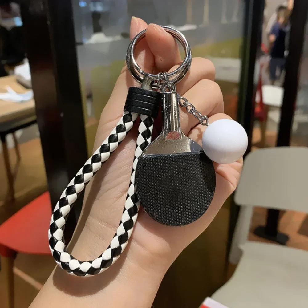 Fashion Simulation Table Tennis Keychain PVC Creative Mini Ping Pong Key Ring Backpack Pendant Car Accessories Sports Club Gift