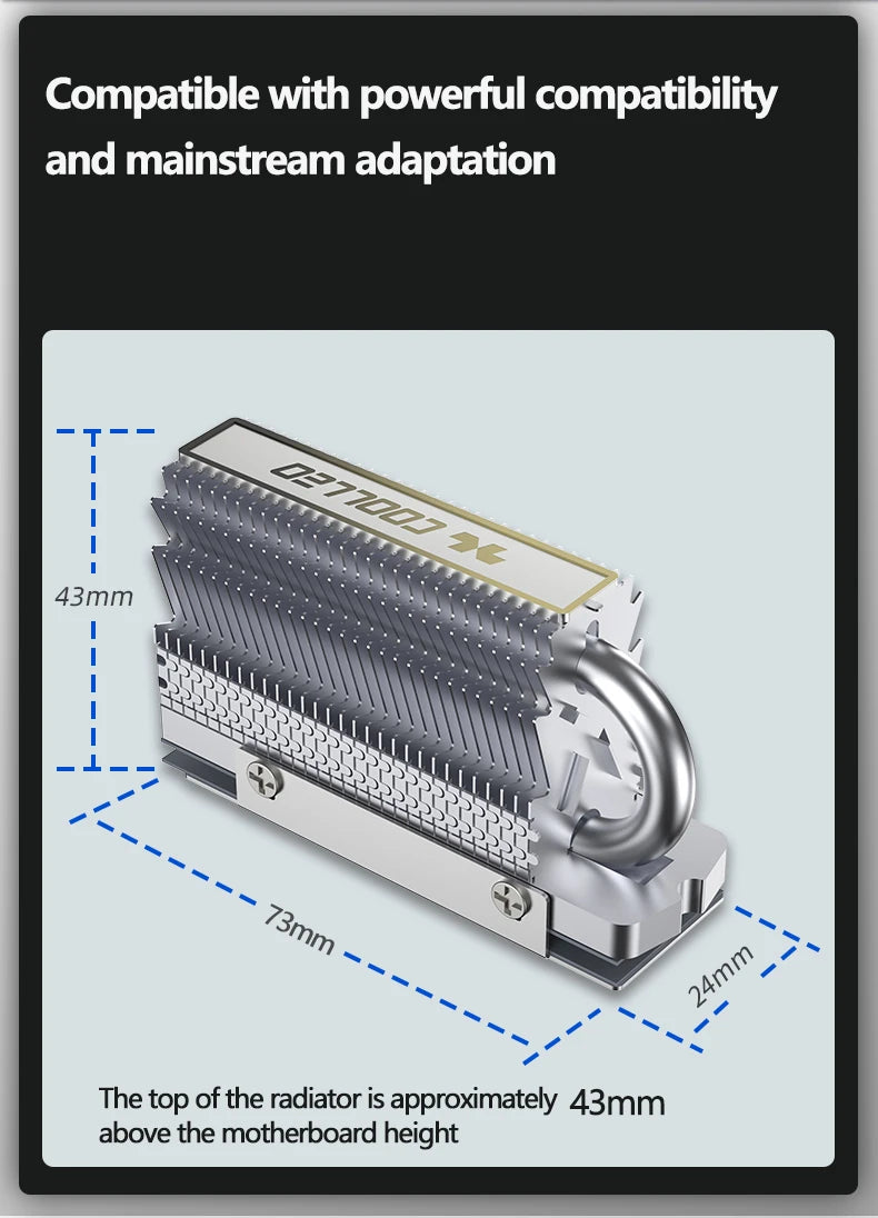 COOLLEO HR-09 M.2 2280 SSD Heatsink Fully Electroplated Reflow Welding AGHP HeatPipe 2280 NVMe SSD Cooler
