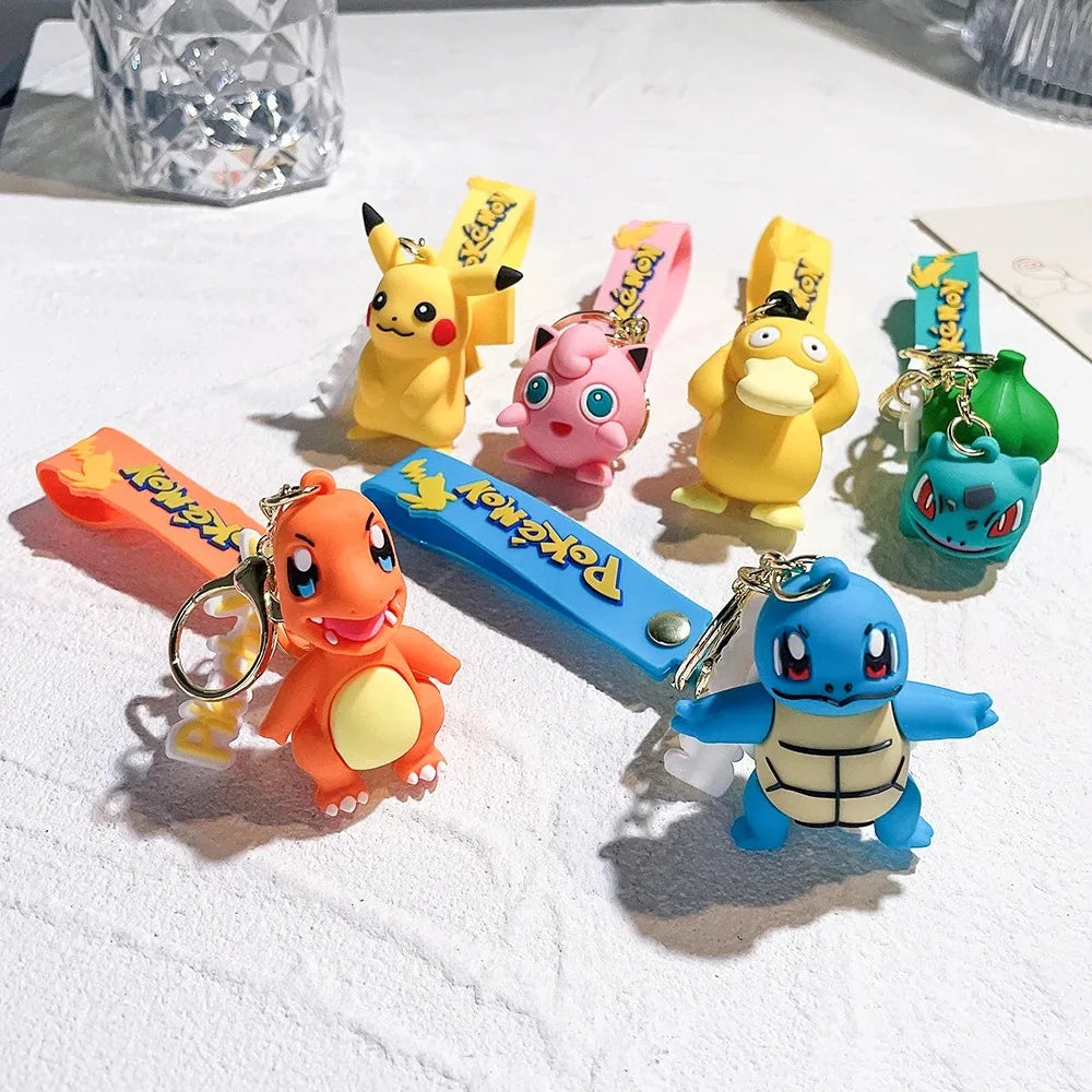 New Pokemon Pikachu Keychain Anime Cartoon Key--Chain Charmander Psyduck Fashion Keyring Pendant Accessories Toys--Kids Gifts