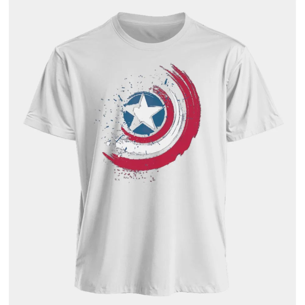 Marvel Men's and Women's T-shirts Captain America Summer Spring and Autumn New Classic Oversized Sporty Trendy Short-sleeved