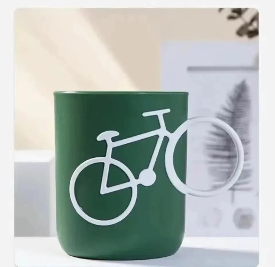 Bicycle Handle Couple Toothbrush Cup PP Mug For Juice Water Milk Student Dormitory Cups 400ml Christmas Gifts