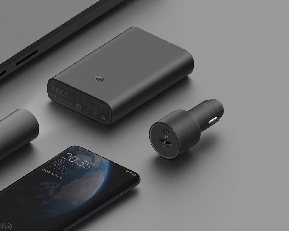 Xiaomi Mi Car Charger 100W MAX 1A1C Fast Charging Dual-port USB-A USB-C Smart Device Fully Compatible With Light Effect Display