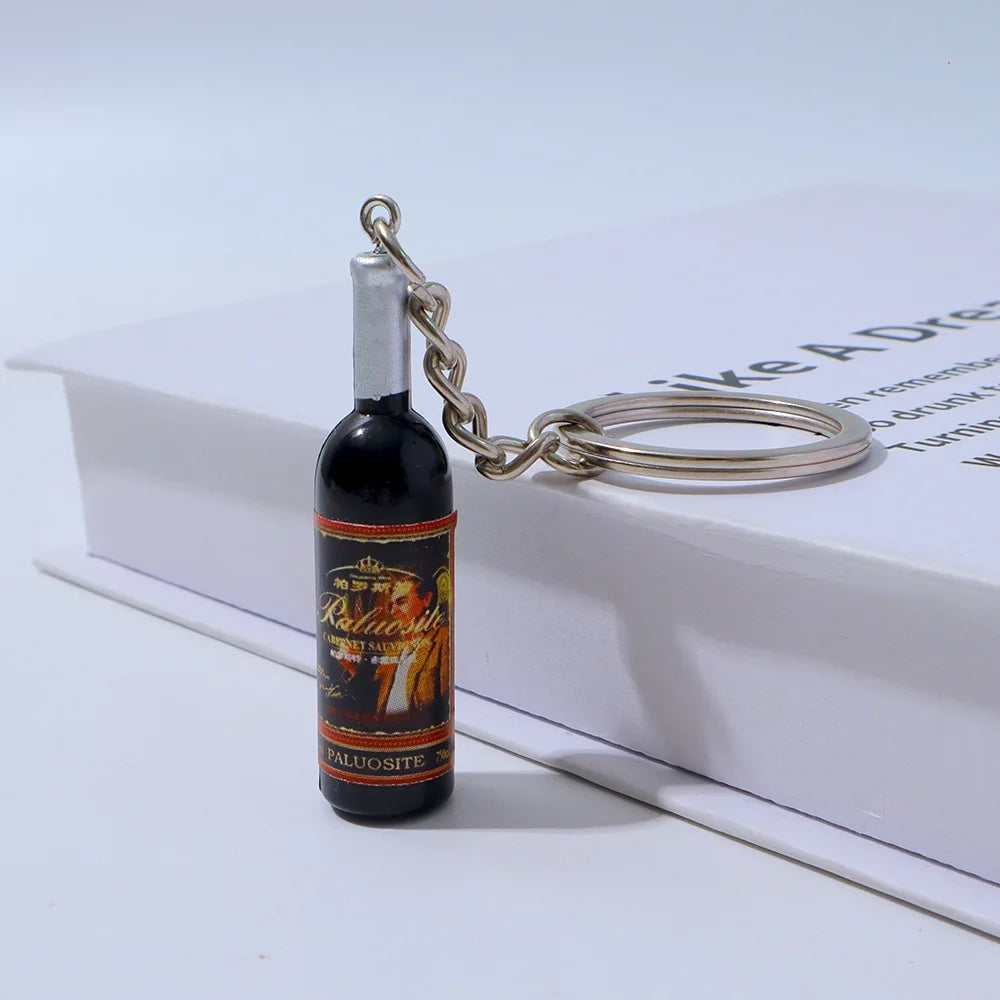 1PC Trendy Acrylic Simulated Wine Bottle Keychain for Man with Cool Charm, Decorative Accessory for Keys,Bags & Backpacks Gift