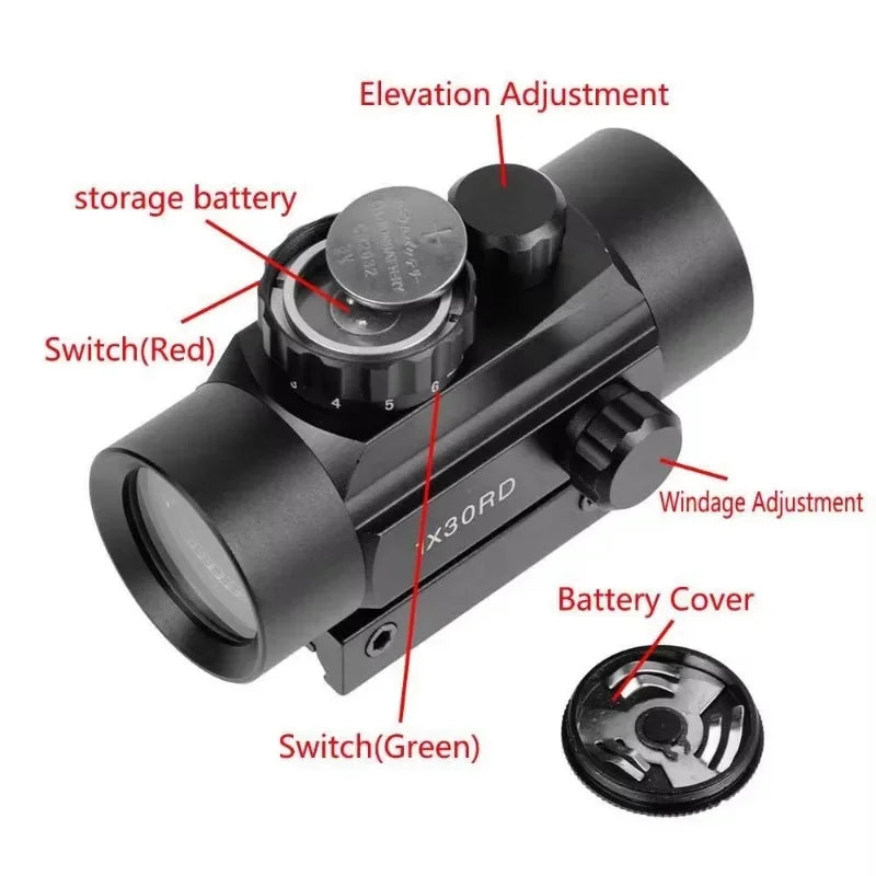 Tactical 1*30/40 Optical Aluminum alloy Red/Green Dot Sight Scope for 11mm 20mm Rail Mount Airsoft Hunting Wargame