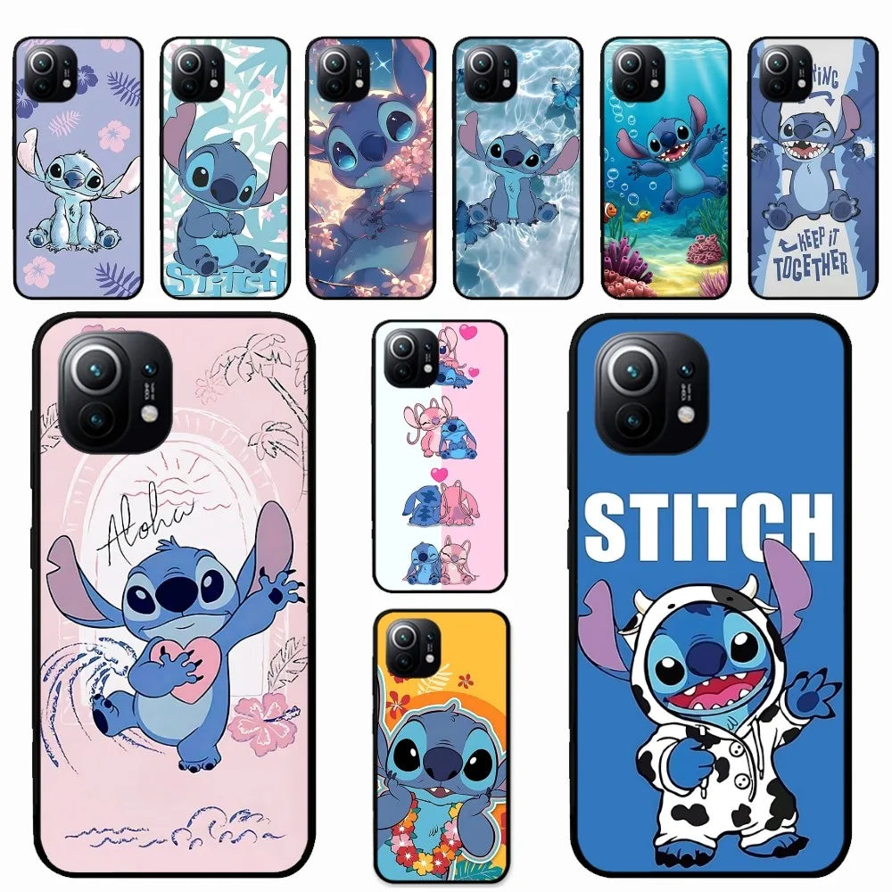 Cartoon S-StitchS Phone Case For Xiaomi Mi 5X 8 9 10 11 12 Lite Pro 10T PocoX3pro PocoM3 Note 10 Pro Lite