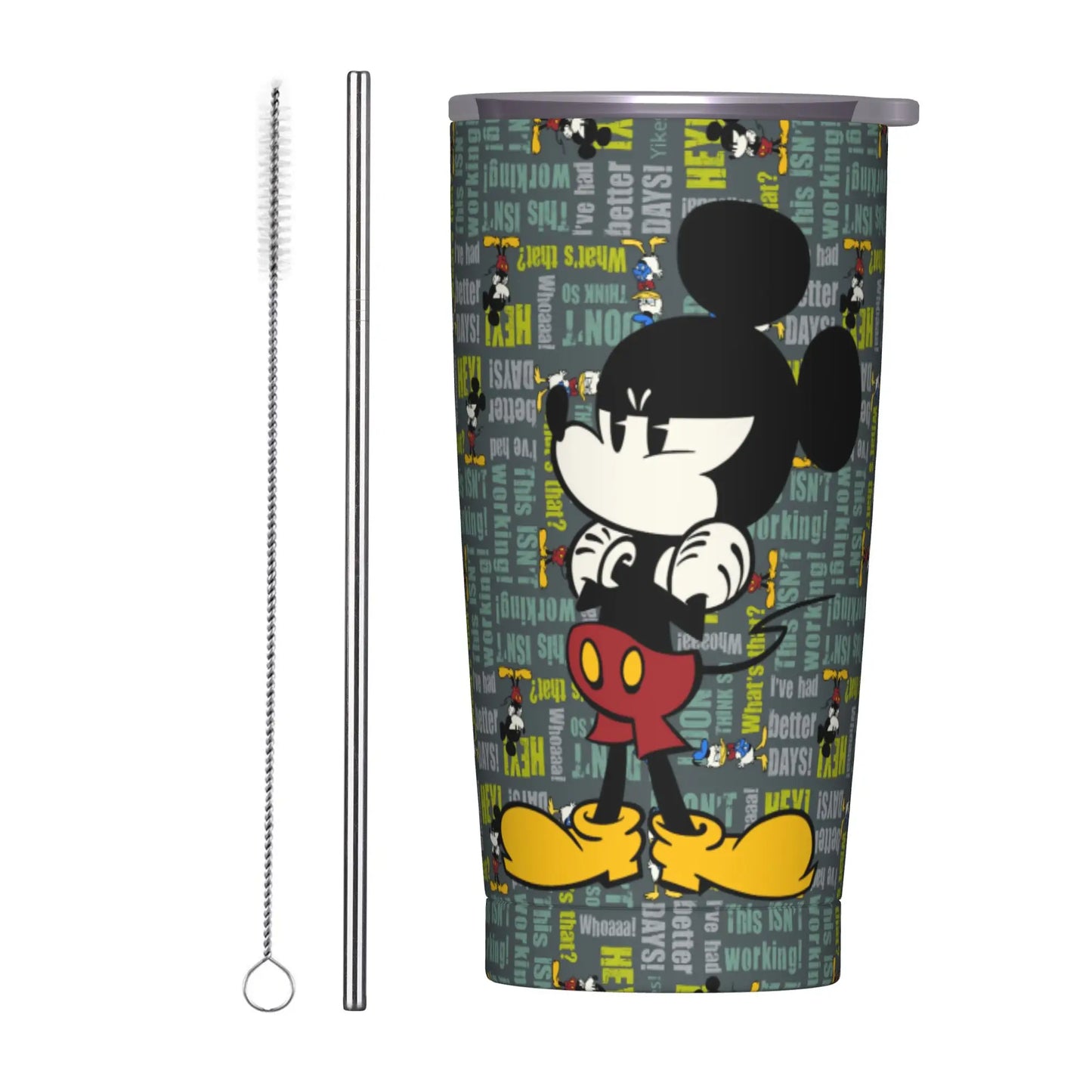 Cartoon Fantasia Mickey Tumbler Vacuum Insulated Magic Wizard Thermal Cup with Lid Straw Office Home Mugs Hot Cold Drink, 20oz