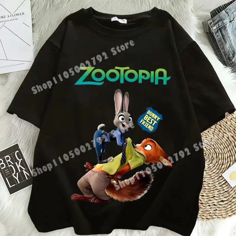 Zootopias Outfit T Shirt for Men Women Tee Judy Nick Movie Oversize Shirts Fashion Loose Cotton Clothing Love Gift for Couple