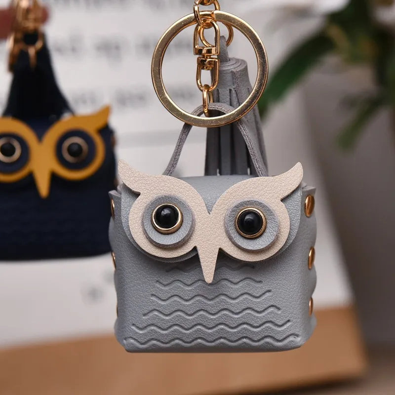 1 PC Cute Key Bag Owl Coin Purse Mini School Bag Car Key Chain Pendant Lady Wallet PU Leather Coin Purses Coin Purse Keychain