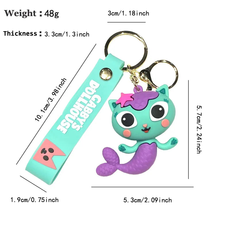 Kawaii Gabby Dollhouses Girl Cute Keychain Kids Cartoon PVC Keyring Children Anime Key Chain Backpack Pendant Birthday Gift 2025