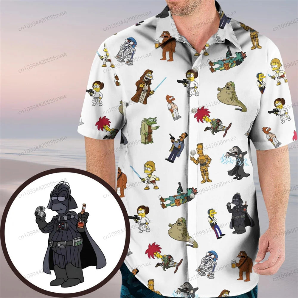 The Simpsons button down shirt, Homer Simpson in the bush shirt, Homer Hawaiian shirt, cartoon shirt for comedy lovers