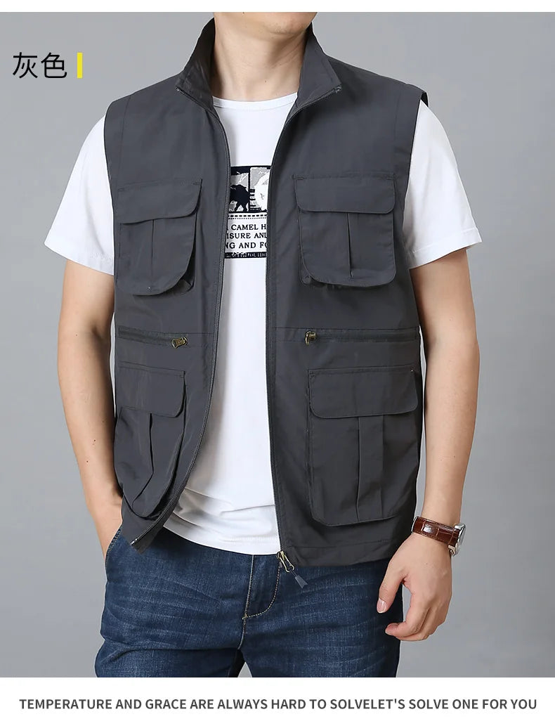 Tactical Vest For Men Golf Hunting Large Size Men's Camping Sleeveless Jacket Multi-pocket Work Padded Luxury MAN Clothing Denim