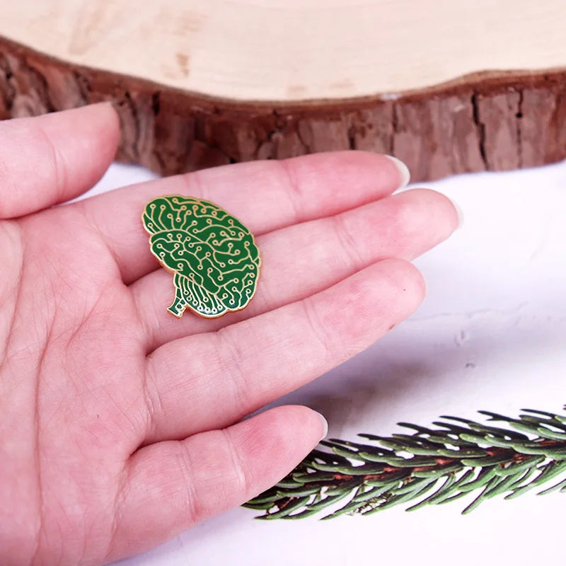 Pinsanity Digital Brain Enamel Pin Funny Anatomy Metal Badge Nursing  Accessories Gifts