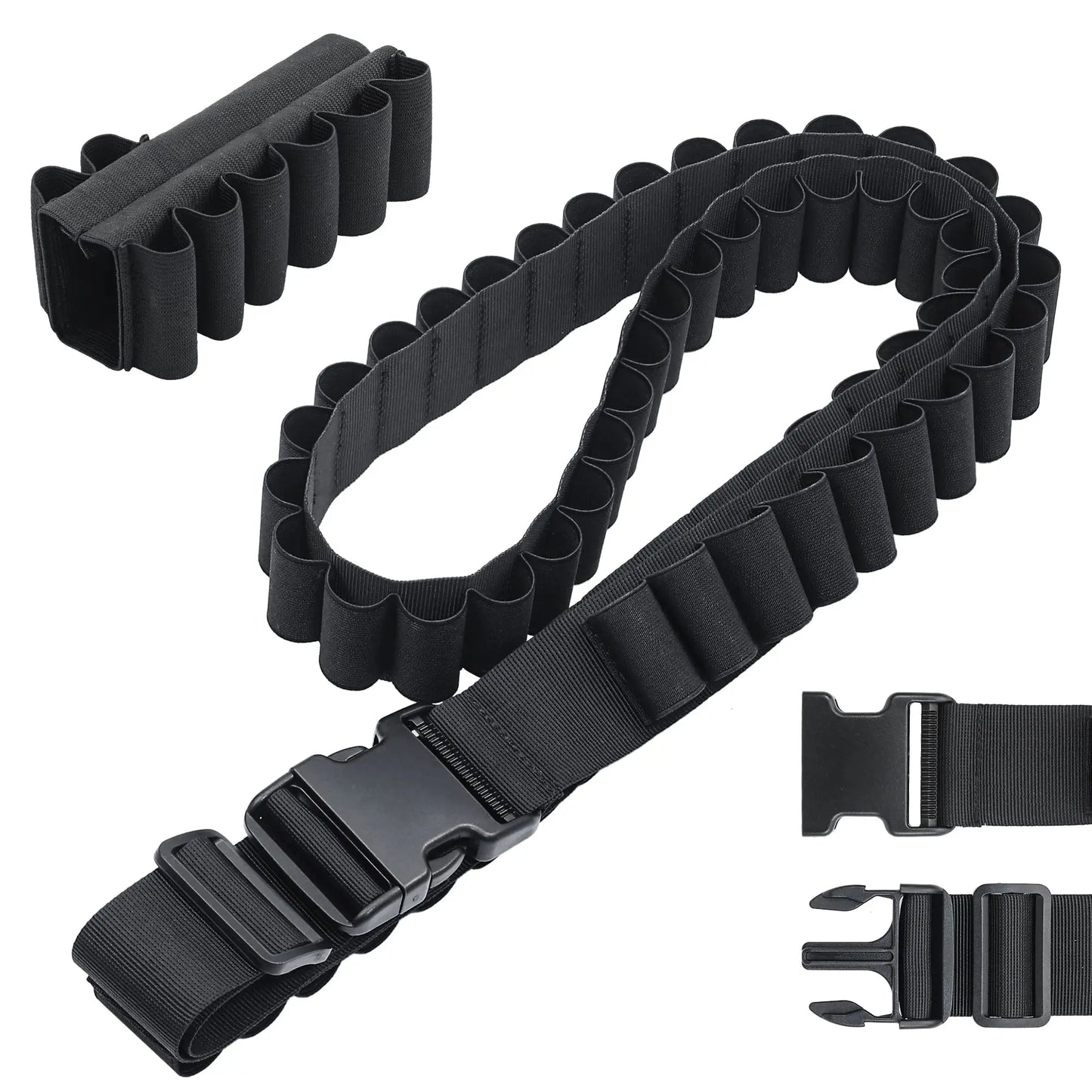 Shotgun Shell Holder, Tactical Shotgun Shell Bandolier, 12 Gauge with 8 Rounds Buttstock, Outdoor Hunting, 50 Rounds