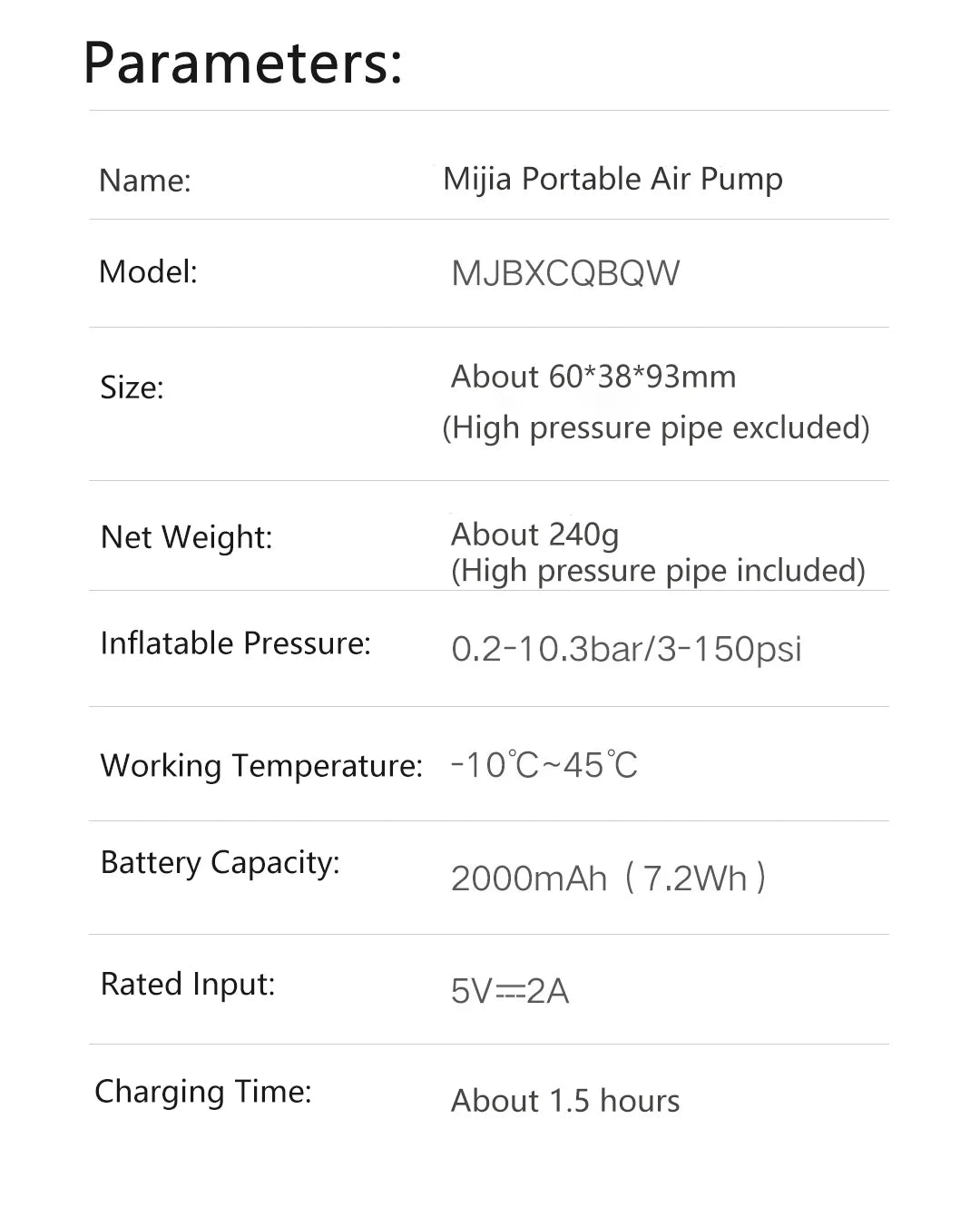 Xiaomi Mijia 2025 New Portable Air Pump 2000mAh 240g 150psi Electric Air Compressor Tire Pressure Detection Multitool Inflator