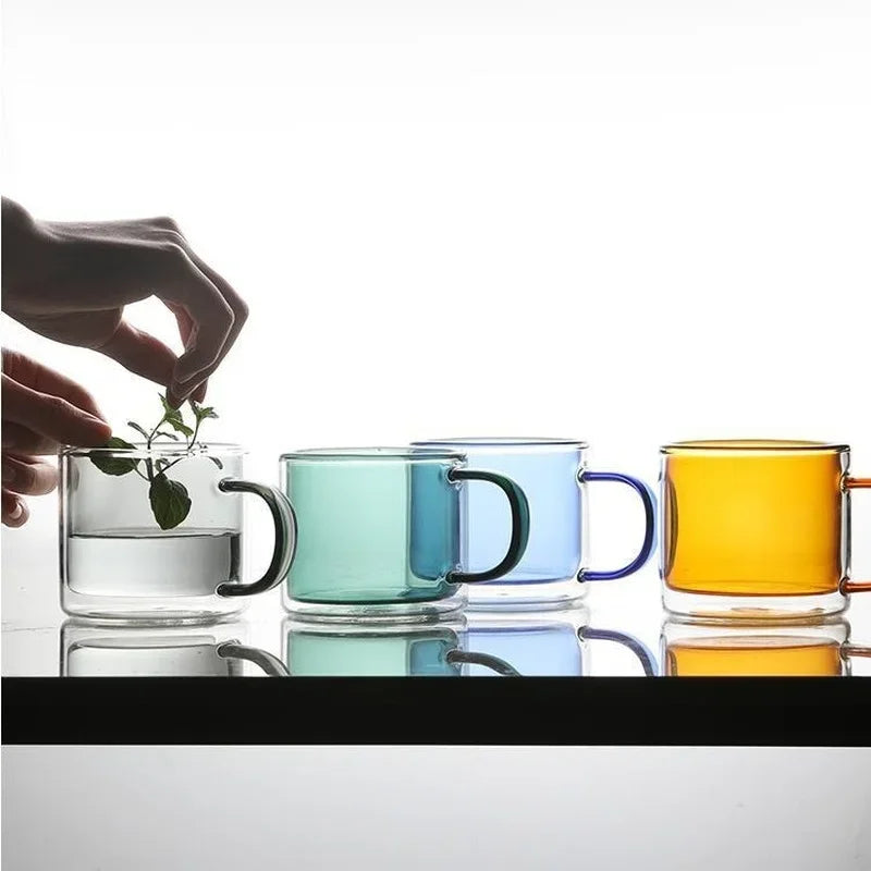 Creative Double Bottom Glass Mugs for Home, 250ml Drinking Tumbler for Wine, Whiskey, Vodka, Coffee, Juice, Water, Tea