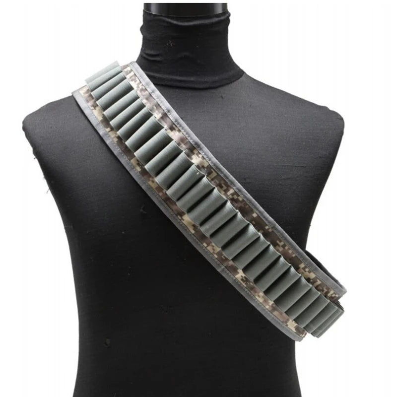 Tactical 27/30 Rounds Shotgun Bandolier Belt Adjustable Shotgun Shell Carrier Ammo Pouch Holder for 12 Gauge Hunting Accessories