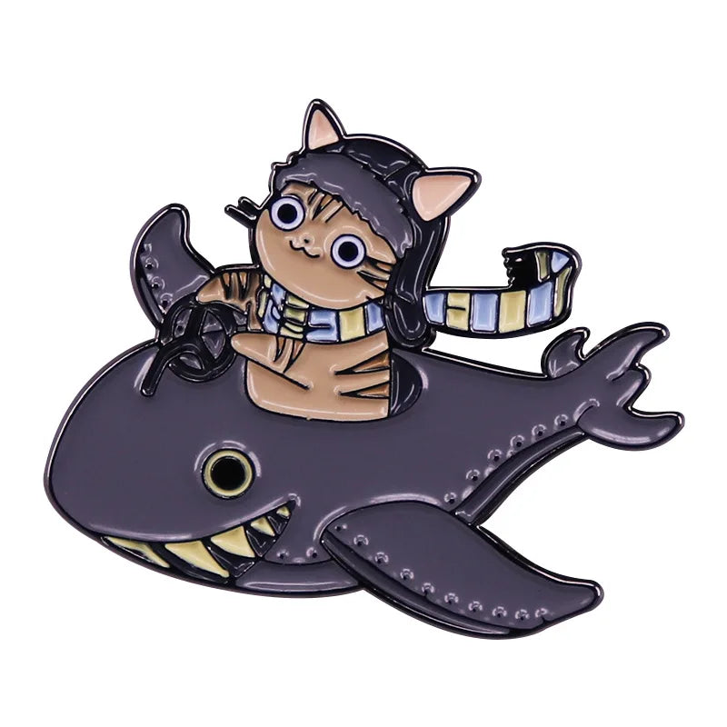 Keep a Positive Mindset pins Rainbow Shark Brooch Horror Movie-Inspired Badge Clothing Bags Jewelry Accessories Gifts for Friend