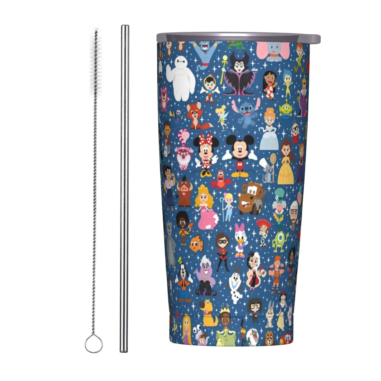 Cartoon Fantasia Mickey Tumbler Vacuum Insulated Magic Wizard Thermal Cup with Lid Straw Office Home Mugs Hot Cold Drink, 20oz