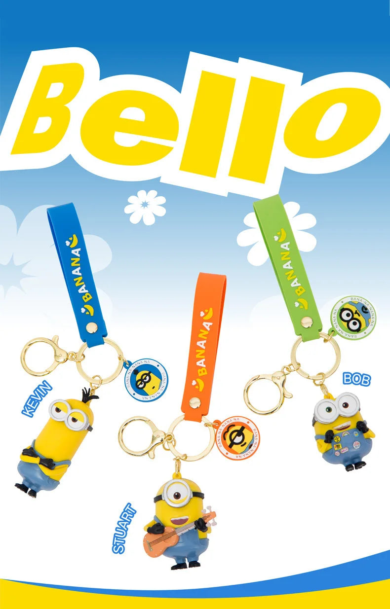 Cute Minion Keychain Cartoon Creative Exquisite Anime Doll Keychain Couple School Bag Pendant Accessories Gift