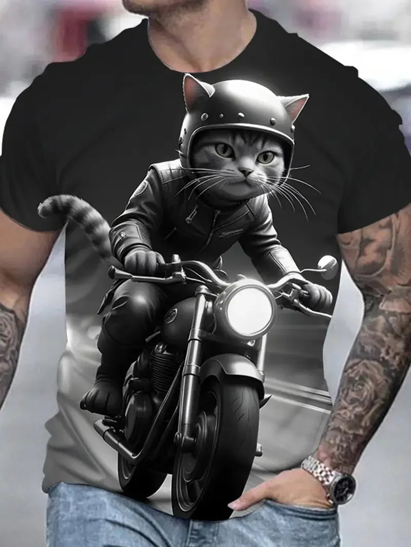 Funny Men's T-shirts Cute Cat 3D Print Tops Men Women Short Sleeve Tee Oversized Streetwear T shirt Casual Simple Men's Clothing