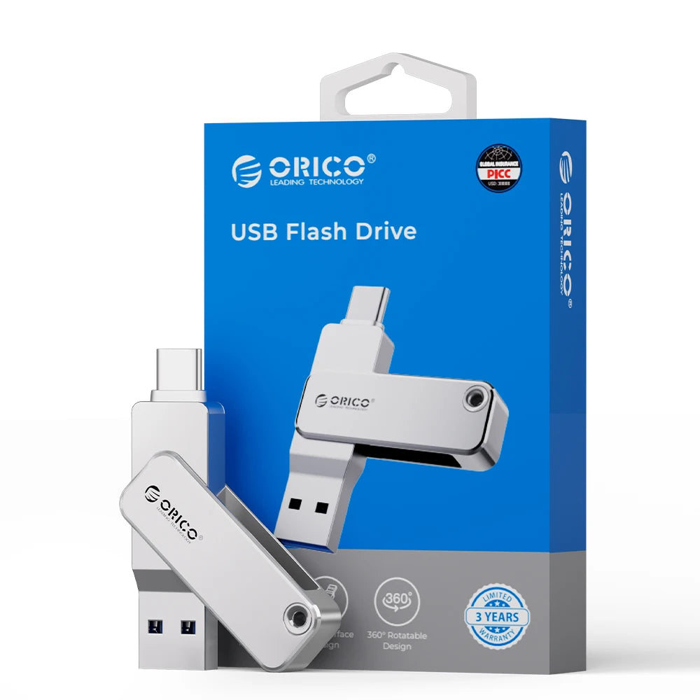 ORICO 2 in 1 Dual Flash Drive High Speed Pen Drive OTG Type C USB A Dual Interfaces for MacBook Android