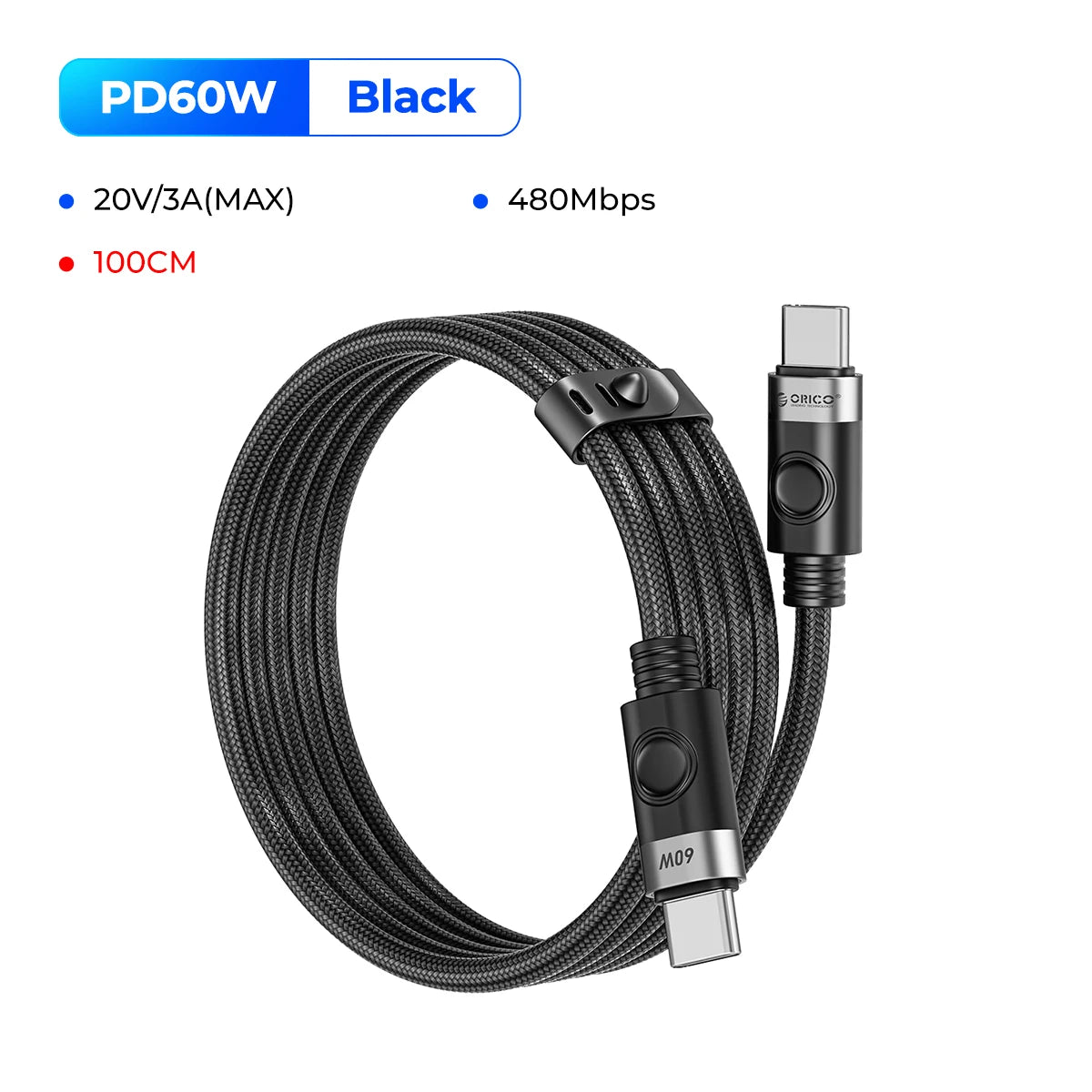 ORICO 100W USB C Cable Fast Charging Type C to USB C 20V5A Woven Design with Strip for iPhone15 Pro Max Huawei Mate 60 Xiaomi