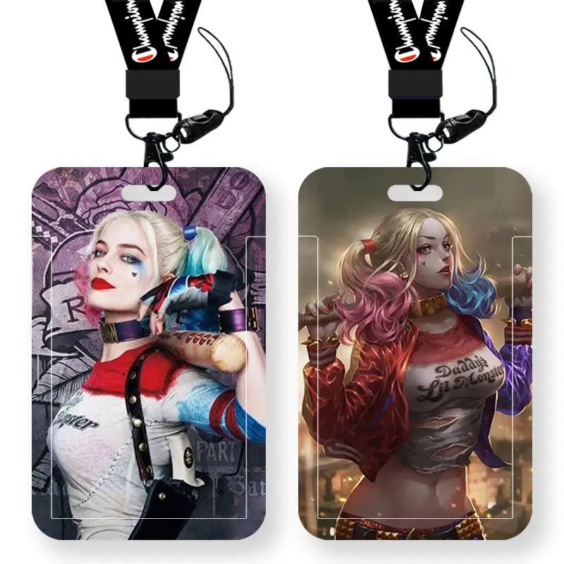 DC Joker Harley Quinn Anime Movie Periphery Student Campus Card Cover Creative Cartoon Lanyard Work Card Protective Cover Gifts