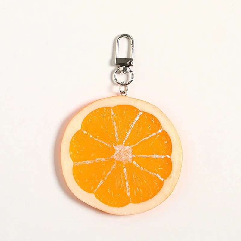 PVC Simulation Fruit Key Chain Lemon Slice Food Model Funny Shooting Prop Car Key Chain Bag Hanging Jewelry Gift
