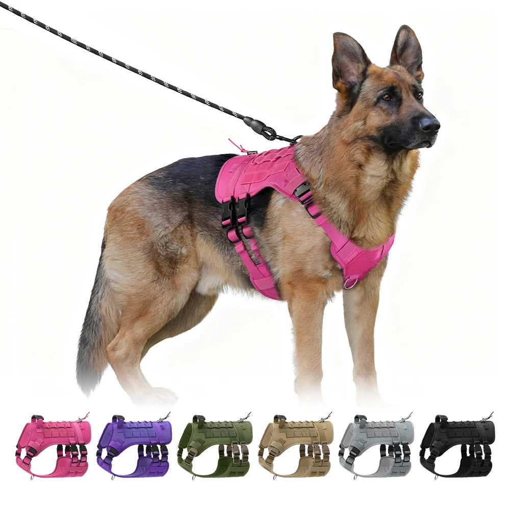 Tactical Dog Harness for Large Dogs, Heavy Duty No Pull Dog Harness with Handle