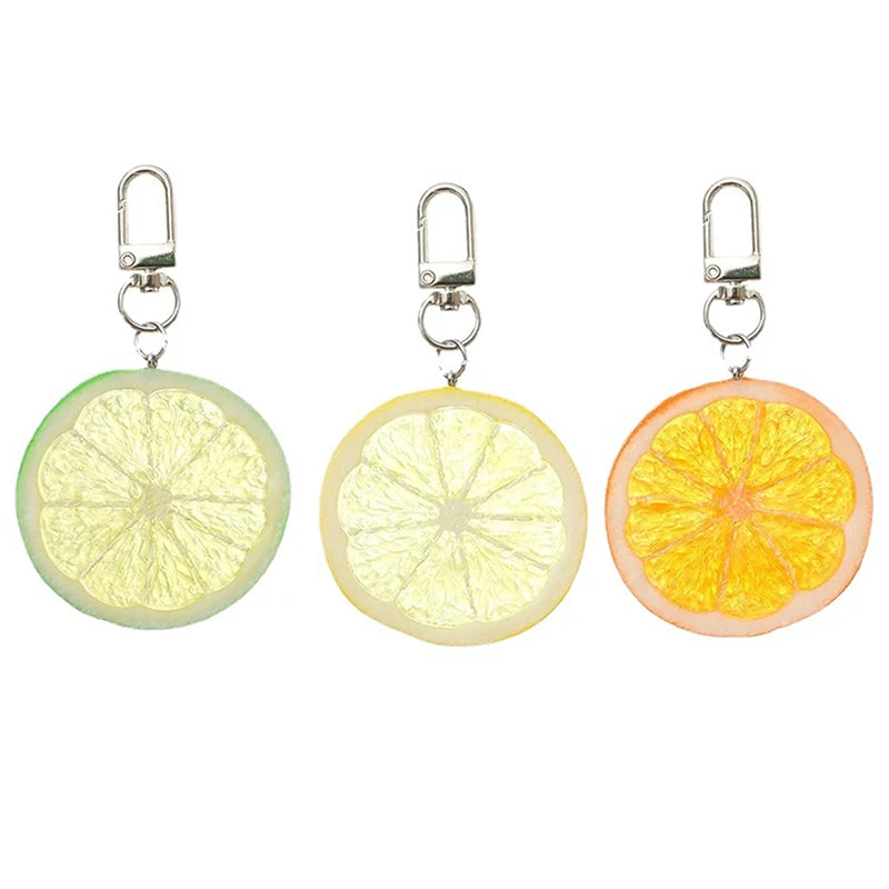 PVC Simulation Fruit Key Chain Lemon Slice Food Model Funny Shooting Prop Car Key Chain Bag Hanging Jewelry Gift