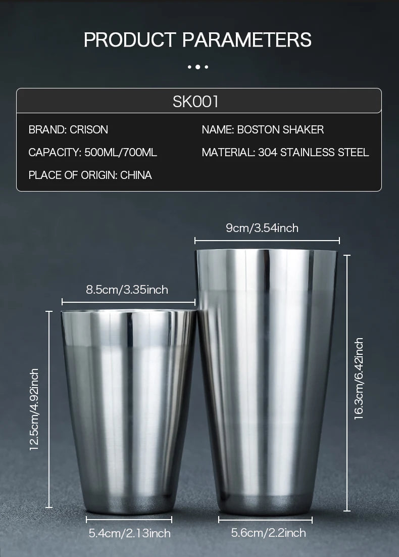 CRISON SK001 Professional Boston Shaker Two Piece Blender Bar Tool for Bartenders cocktail shaker