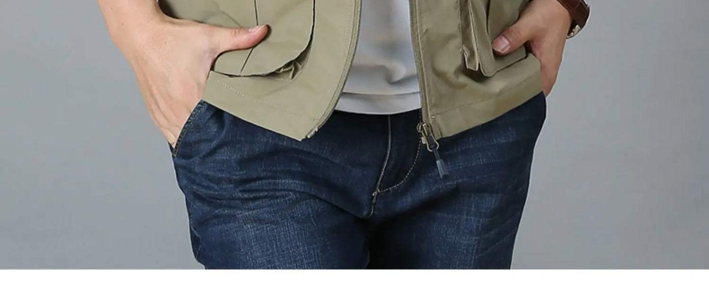 Tactical Vest For Men Golf Hunting Large Size Men's Camping Sleeveless Jacket Multi-pocket Work Padded Luxury MAN Clothing Denim